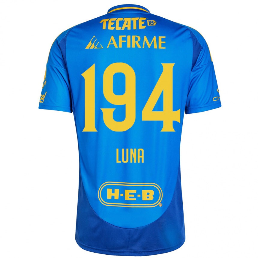 Niño Fútbol Camiseta Juan Luna #194 Azul Amarillo 2ª Equipación 2024/25 México