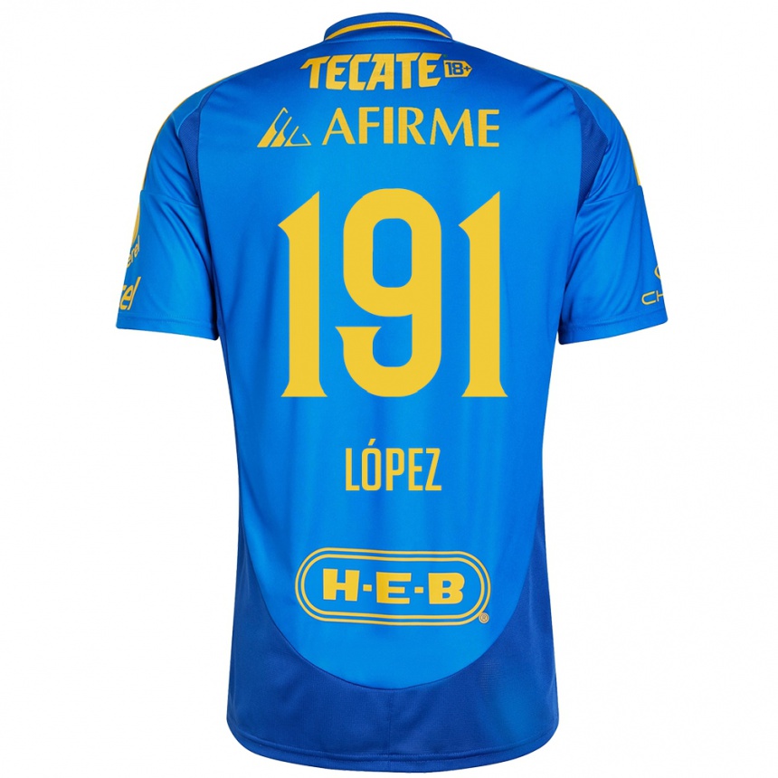 Niño Fútbol Camiseta Adrián López #191 Azul Amarillo 2ª Equipación 2024/25 México