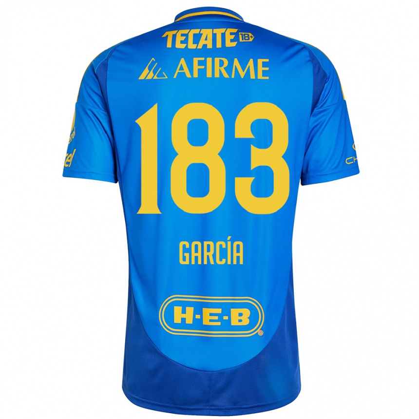 Niño Fútbol Camiseta Zahir García #183 Azul Amarillo 2ª Equipación 2024/25 México