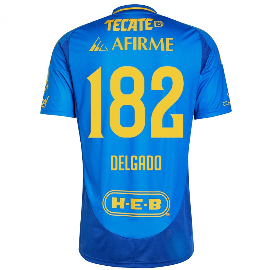 Niño Fútbol Camiseta Arturo Delgado #182 Azul Amarillo 2ª Equipación 2024/25 México