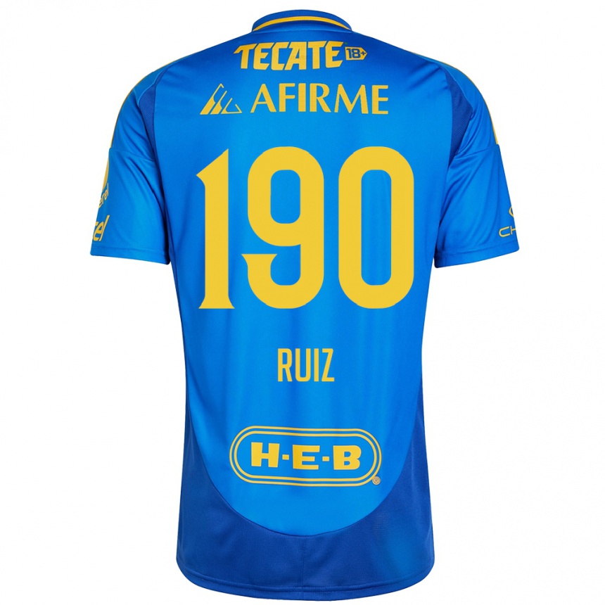 Niño Fútbol Camiseta Óscar Ruiz #190 Azul Amarillo 2ª Equipación 2024/25 México