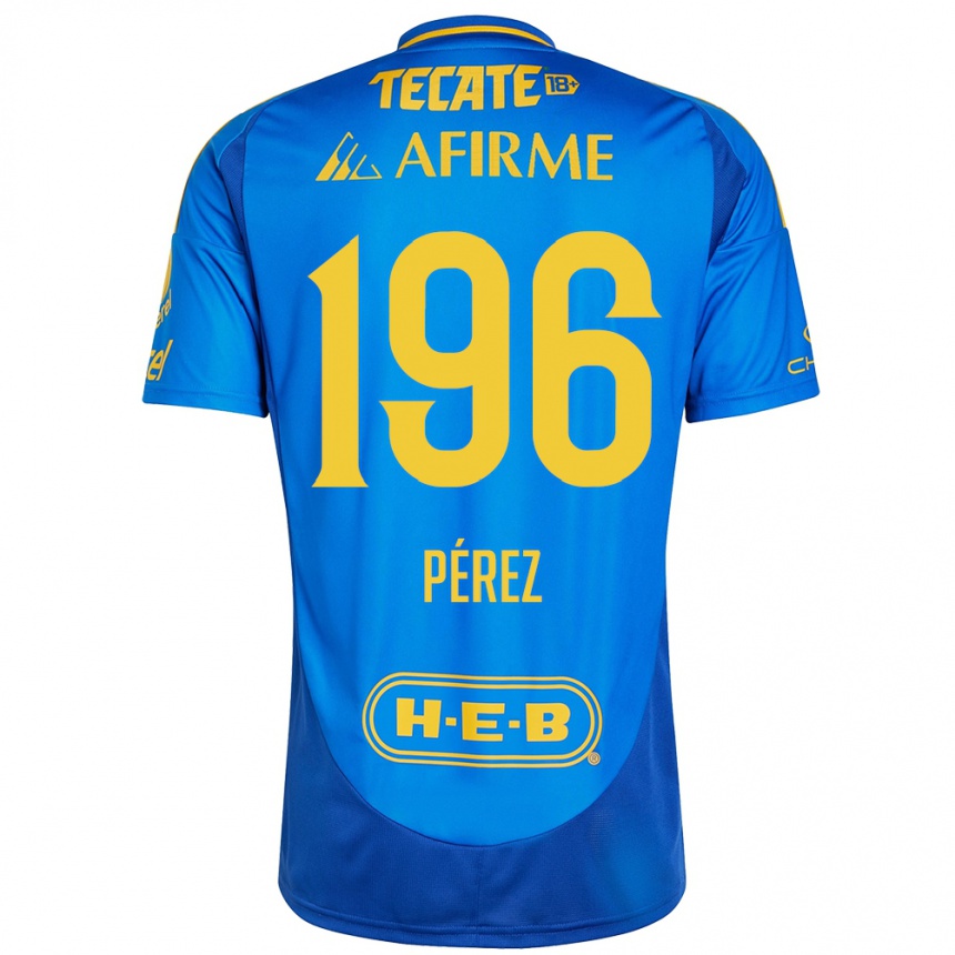 Niño Fútbol Camiseta Axel Pérez #196 Azul Amarillo 2ª Equipación 2024/25 México