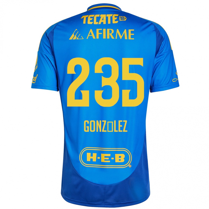 Niño Fútbol Camiseta Mauricio González #235 Azul Amarillo 2ª Equipación 2024/25 México