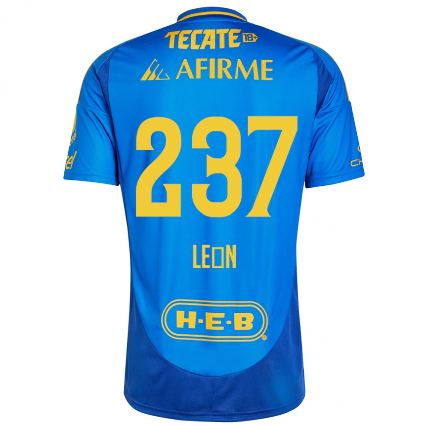 Niño Fútbol Camiseta Gabriel León #237 Azul Amarillo 2ª Equipación 2024/25 México