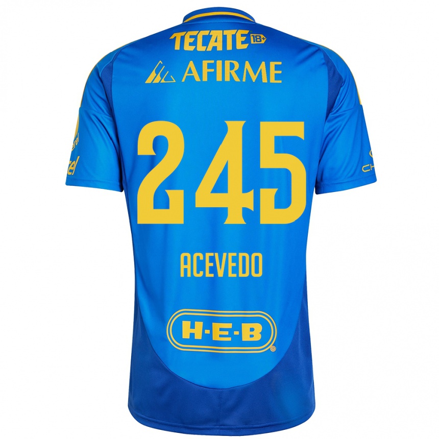 Niño Fútbol Camiseta Kevin Acevedo #245 Azul Amarillo 2ª Equipación 2024/25 México