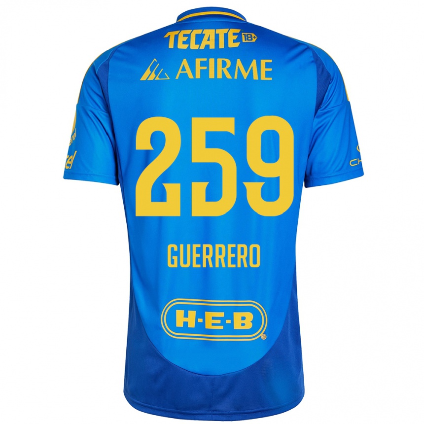 Niño Fútbol Camiseta Erick Guerrero #259 Azul Amarillo 2ª Equipación 2024/25 México