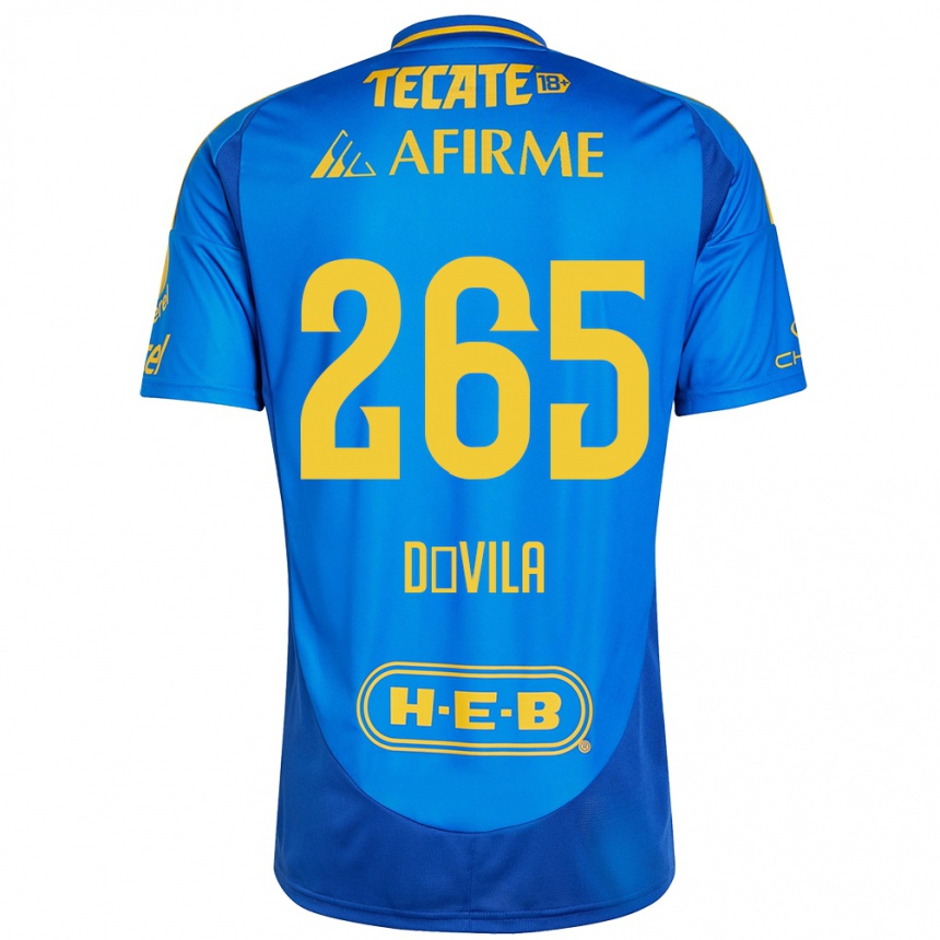 Niño Fútbol Camiseta Emiliano Dávila #265 Azul Amarillo 2ª Equipación 2024/25 México