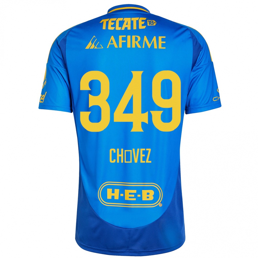 Niño Fútbol Camiseta Jorge Chávez #349 Azul Amarillo 2ª Equipación 2024/25 México