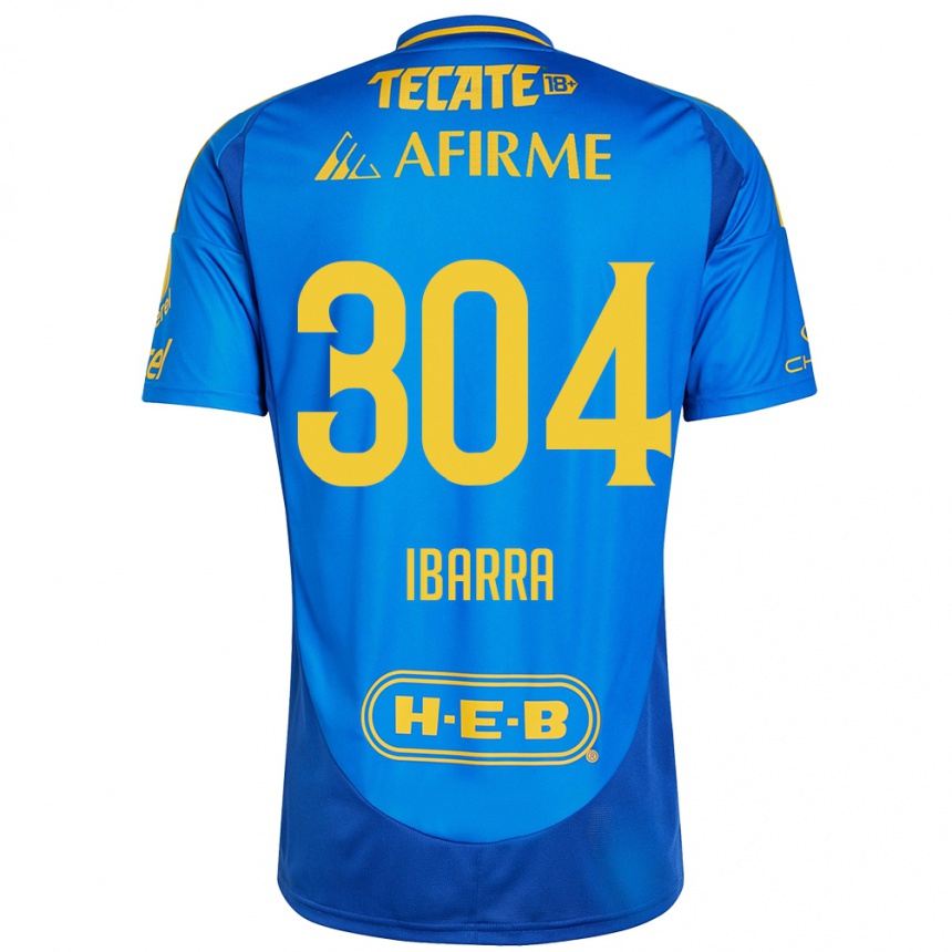 Niño Fútbol Camiseta Luis Ibarra #304 Azul Amarillo 2ª Equipación 2024/25 México