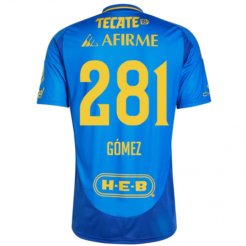 Niño Fútbol Camiseta Luis Gómez #281 Azul Amarillo 2ª Equipación 2024/25 México