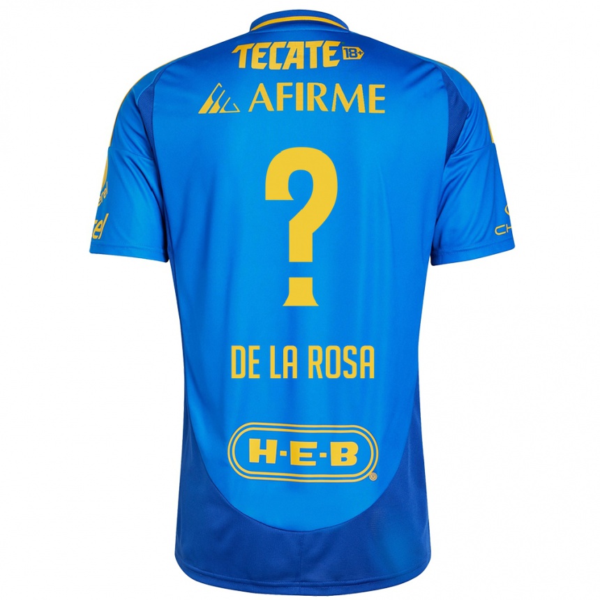 Niño Fútbol Camiseta Luis De La Rosa #0 Azul Amarillo 2ª Equipación 2024/25 México