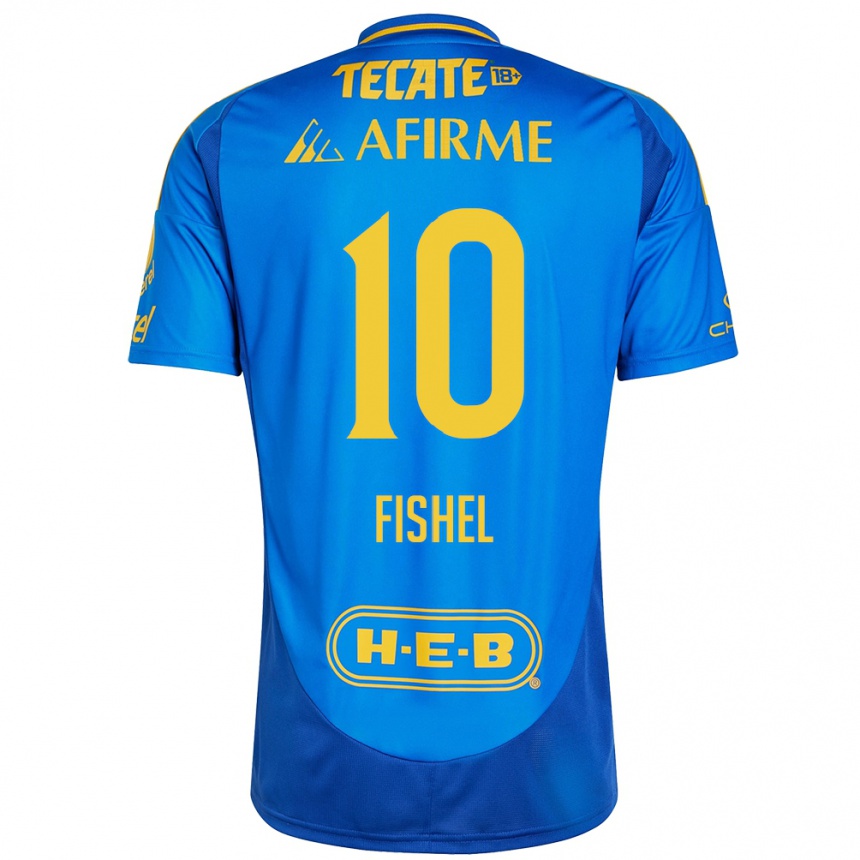 Niño Fútbol Camiseta Mia Fishel #10 Azul Amarillo 2ª Equipación 2024/25 México