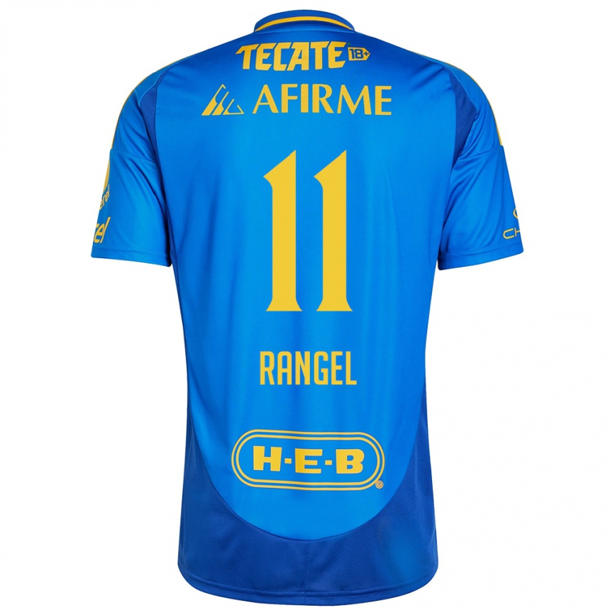 Niño Fútbol Camiseta Nayeli Rangel #11 Azul Amarillo 2ª Equipación 2024/25 México