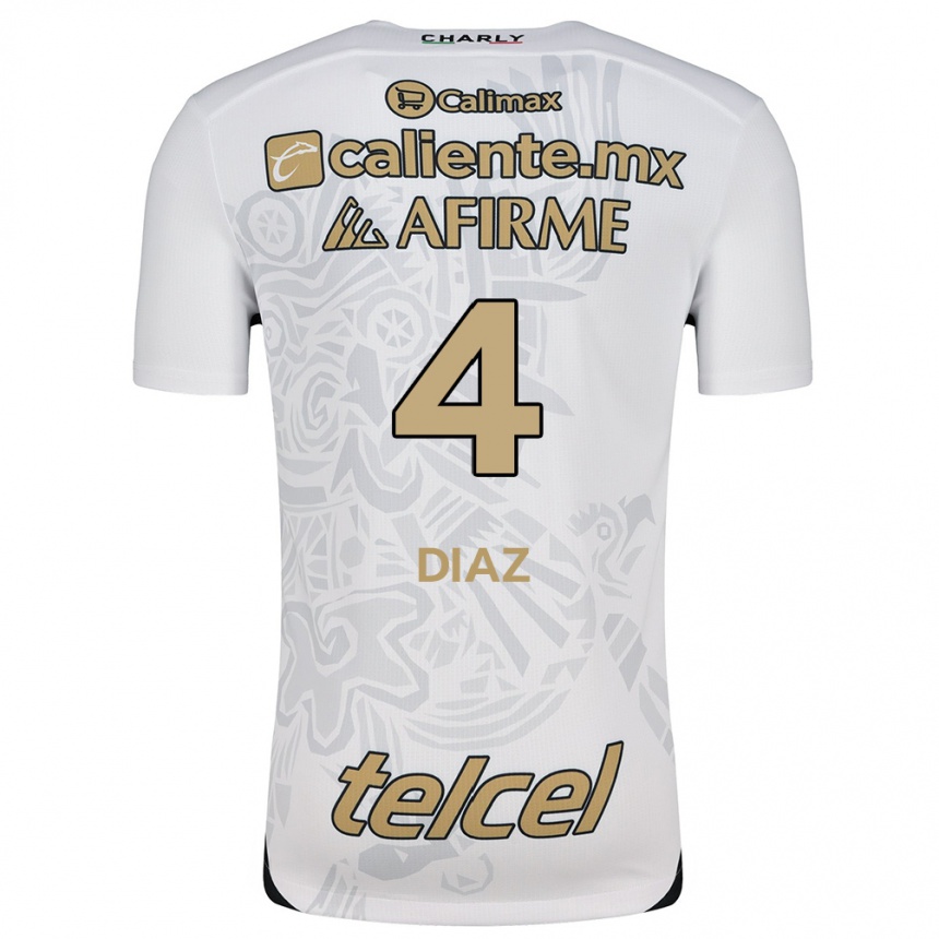 Niño Fútbol Camiseta Nicolás Díaz #4 Blanco Negro 2ª Equipación 2024/25 México