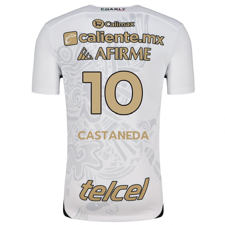 Niño Fútbol Camiseta Kevin Castañeda #10 Blanco Negro 2ª Equipación 2024/25 México