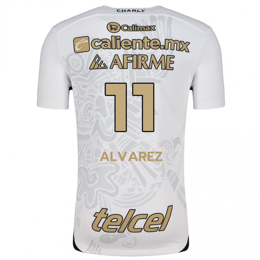 Niño Fútbol Camiseta Efraín Álvarez #11 Blanco Negro 2ª Equipación 2024/25 México