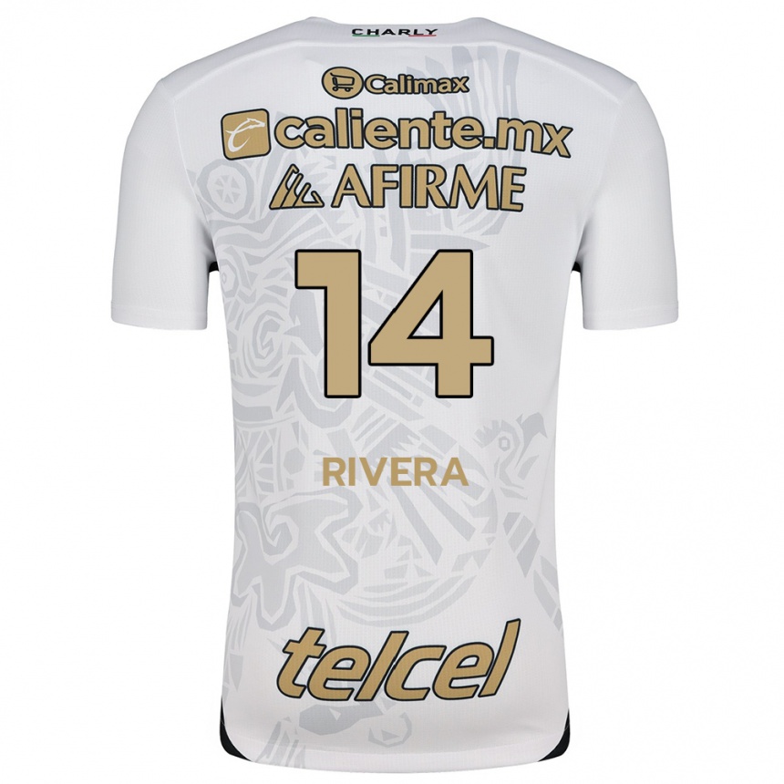 Niño Fútbol Camiseta Christian Rivera #14 Blanco Negro 2ª Equipación 2024/25 México