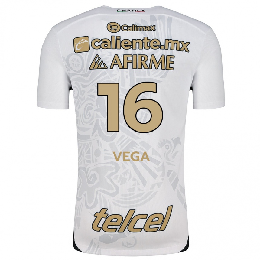 Niño Fútbol Camiseta Jesús Vega #16 Blanco Negro 2ª Equipación 2024/25 México