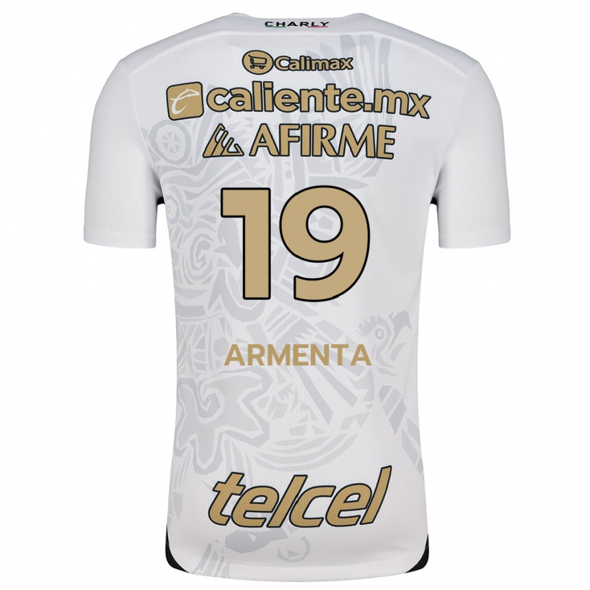 Niño Fútbol Camiseta Eduardo Armenta #19 Blanco Negro 2ª Equipación 2024/25 México