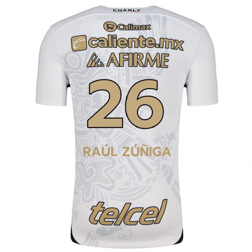 Niño Fútbol Camiseta José Raúl Zúñiga #26 Blanco Negro 2ª Equipación 2024/25 México