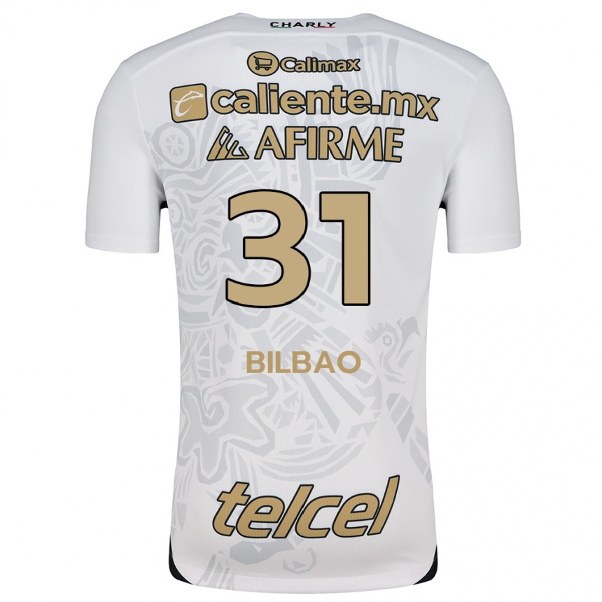 Niño Fútbol Camiseta Unai Bilbao #31 Blanco Negro 2ª Equipación 2024/25 México