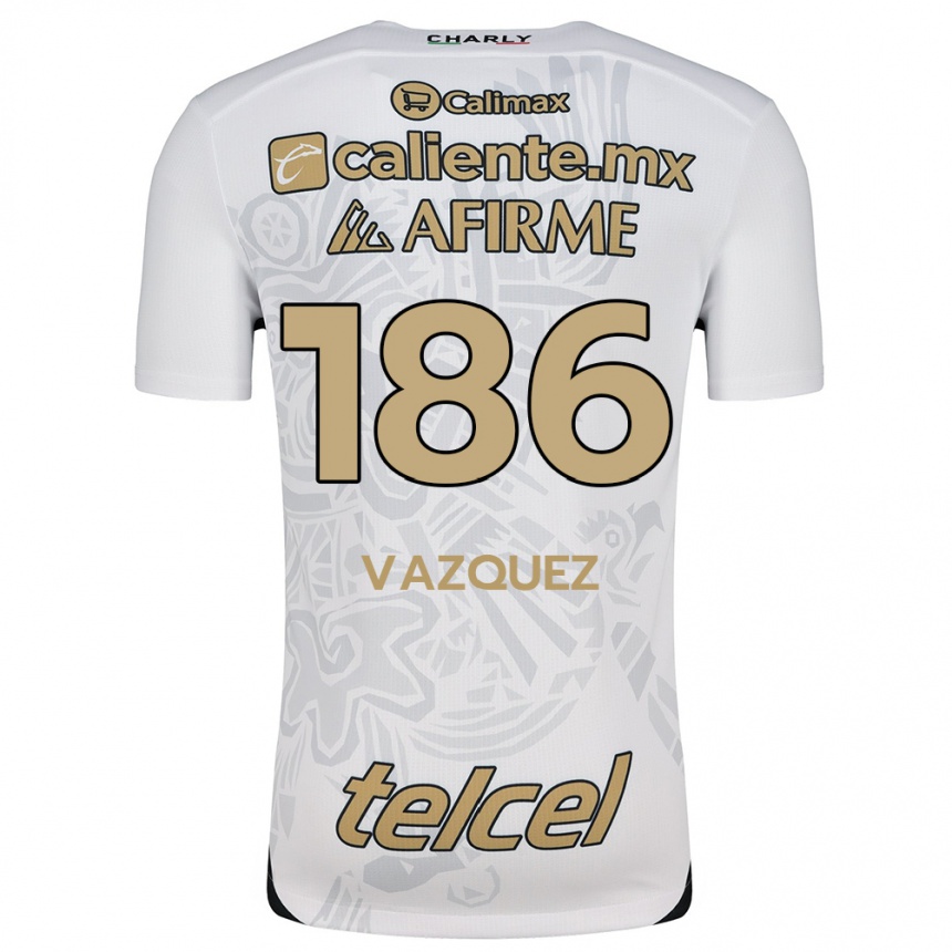 Niño Fútbol Camiseta Octavio Vázquez #186 Blanco Negro 2ª Equipación 2024/25 México