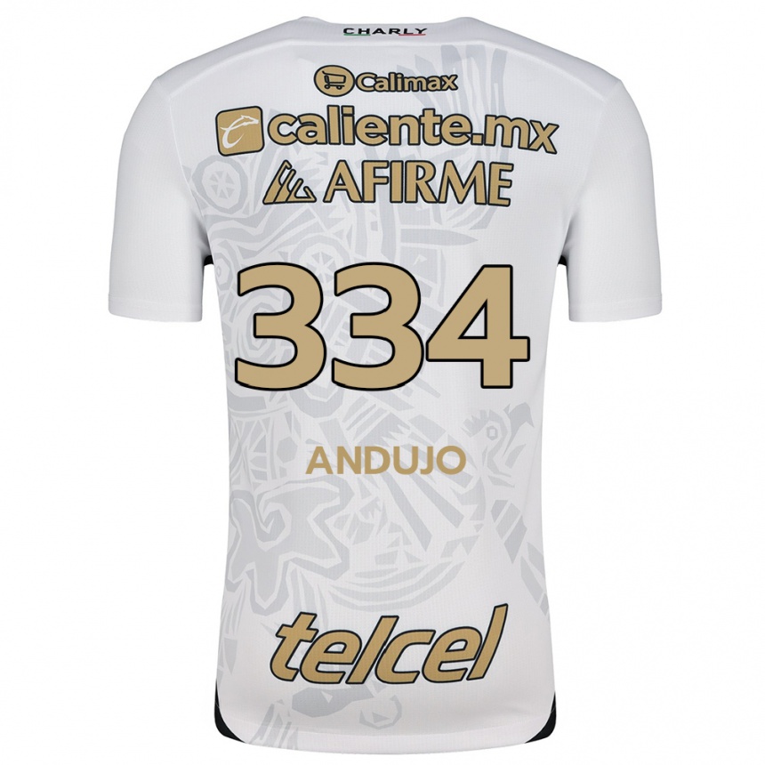 Niño Fútbol Camiseta Favio Andujo #334 Blanco Negro 2ª Equipación 2024/25 México