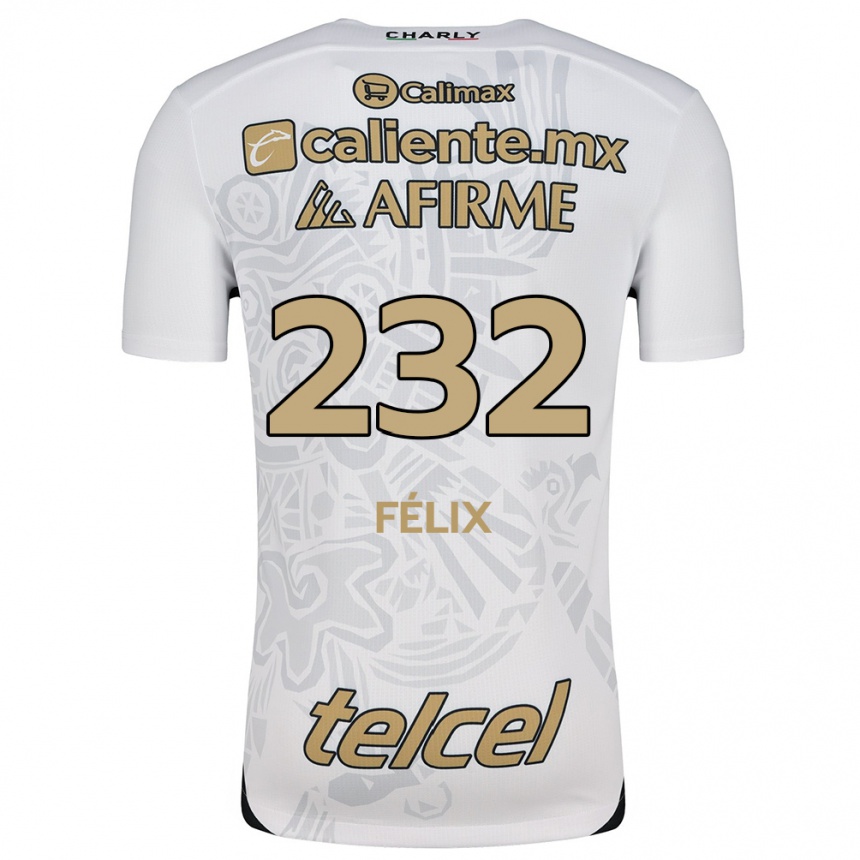 Niño Fútbol Camiseta Erick Félix #232 Blanco Negro 2ª Equipación 2024/25 México