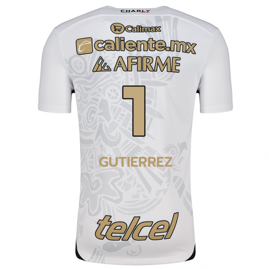 Niño Fútbol Camiseta Alejandra Gutiérrez #1 Blanco Negro 2ª Equipación 2024/25 México