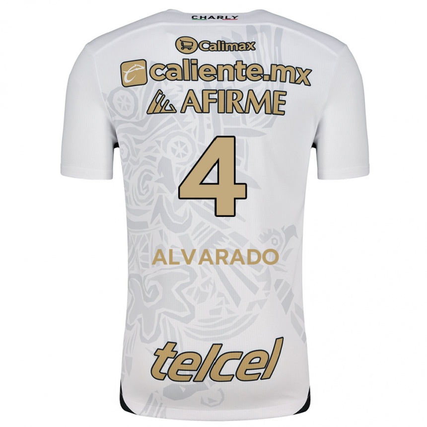 Niño Fútbol Camiseta Mónica Alvarado #4 Blanco Negro 2ª Equipación 2024/25 México