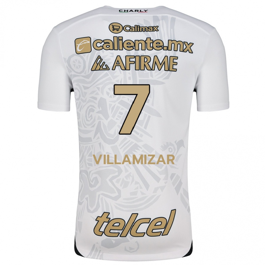 Niño Fútbol Camiseta Paola Villamizar #7 Blanco Negro 2ª Equipación 2024/25 México