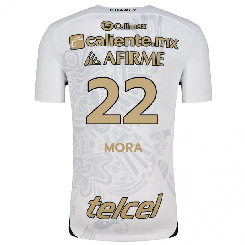 Niño Fútbol Camiseta Bianca Mora #22 Blanco Negro 2ª Equipación 2024/25 México