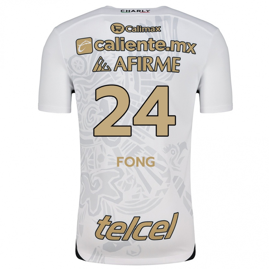 Niño Fútbol Camiseta Michel Fong #24 Blanco Negro 2ª Equipación 2024/25 México