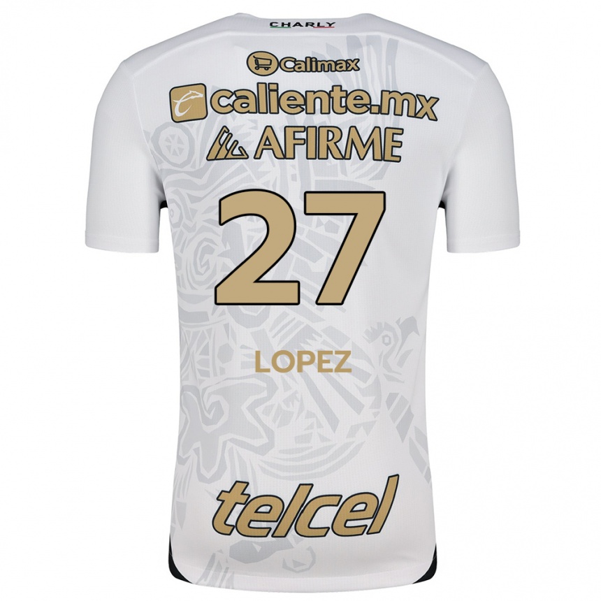 Niño Fútbol Camiseta Victoria López #27 Blanco Negro 2ª Equipación 2024/25 México