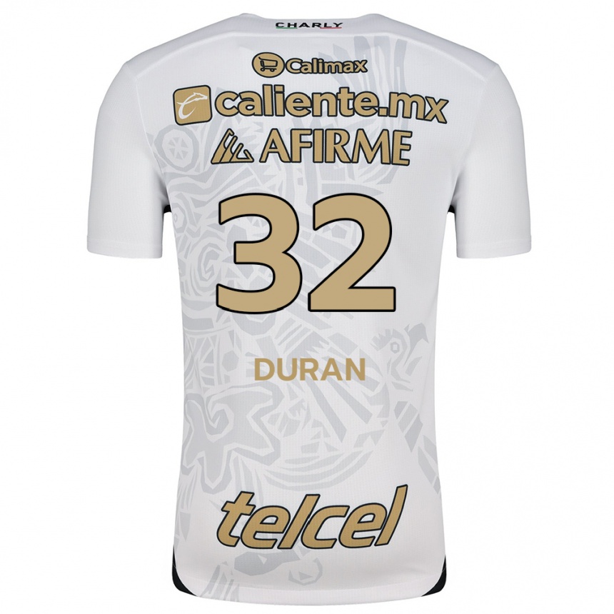 Niño Fútbol Camiseta Ailed Duran #32 Blanco Negro 2ª Equipación 2024/25 México