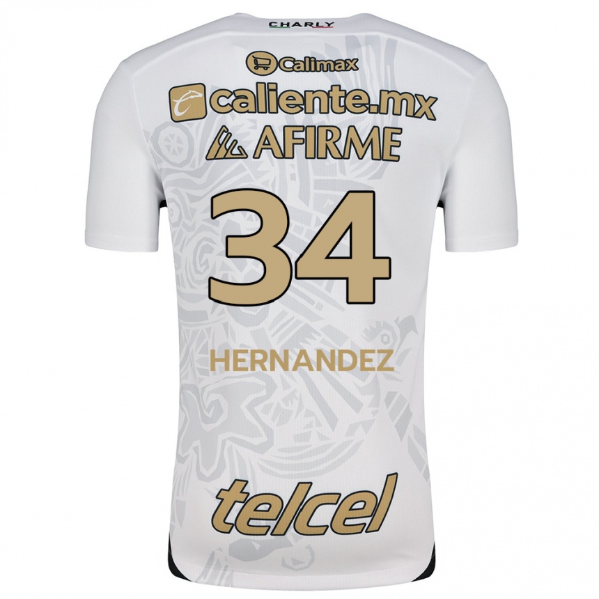 Niño Fútbol Camiseta Kimberly Hernández #34 Blanco Negro 2ª Equipación 2024/25 México