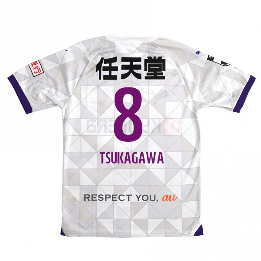 Niño Fútbol Camiseta Koki Tsukagawa #8 Blanco Morado 2ª Equipación 2024/25 México