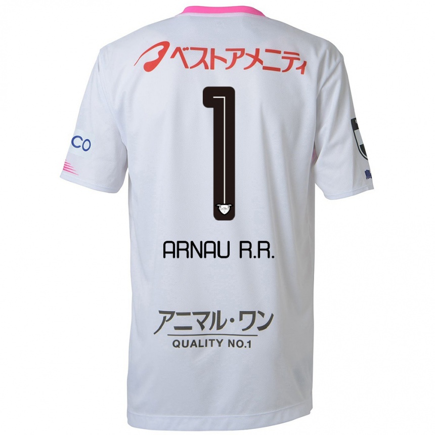 Niño Fútbol Camiseta Arnau Riera #1 Blanco Azul Rosa 2ª Equipación 2024/25 México