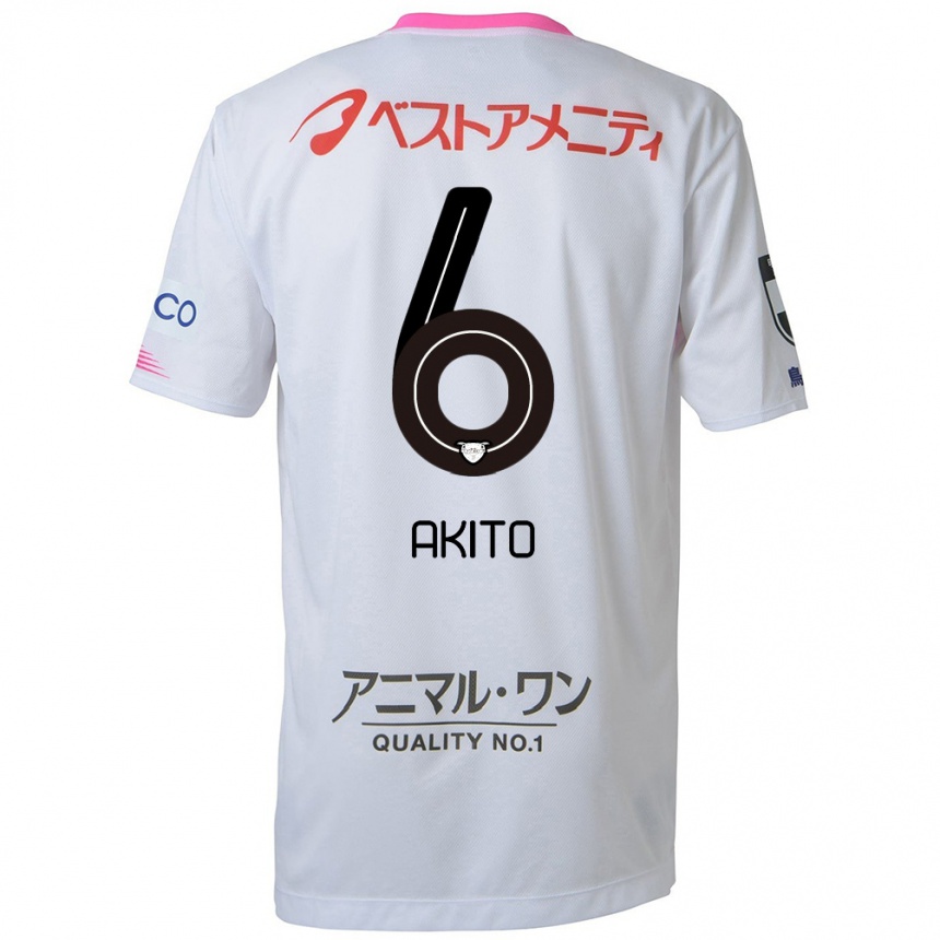 Niño Fútbol Camiseta Akito Fukuta #6 Blanco Azul Rosa 2ª Equipación 2024/25 México