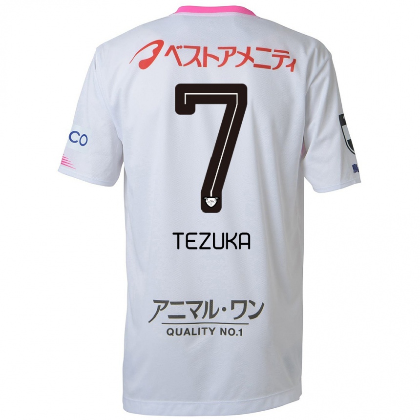 Niño Fútbol Camiseta Kohei Tezuka #7 Blanco Azul Rosa 2ª Equipación 2024/25 México