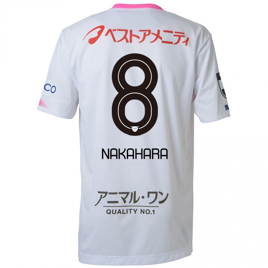 Niño Fútbol Camiseta Hikaru Nakahara #8 Blanco Azul Rosa 2ª Equipación 2024/25 México