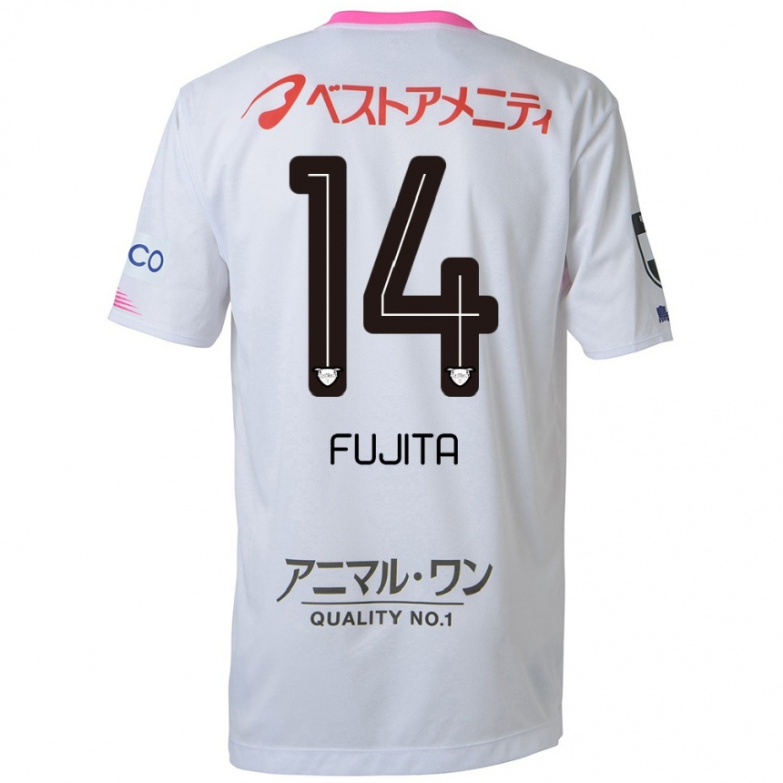 Niño Fútbol Camiseta Naoyuki Fujita #14 Blanco Azul Rosa 2ª Equipación 2024/25 México