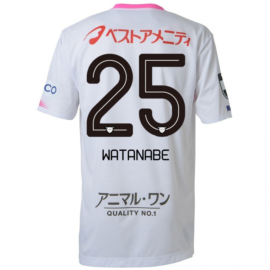 Niño Fútbol Camiseta Ryohei Watanabe #25 Blanco Azul Rosa 2ª Equipación 2024/25 México