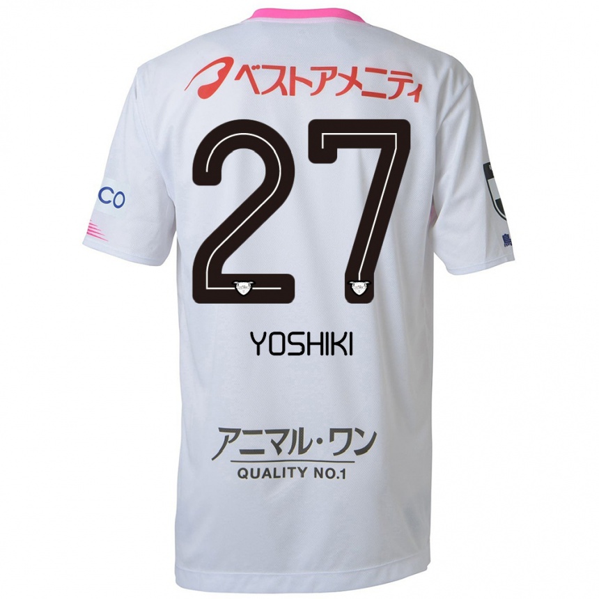 Niño Fútbol Camiseta Yoshiki Narahara #27 Blanco Azul Rosa 2ª Equipación 2024/25 México