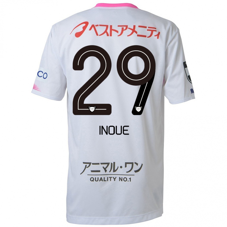 Niño Fútbol Camiseta Taisei Inoue #29 Blanco Azul Rosa 2ª Equipación 2024/25 México