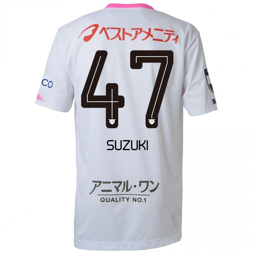 Niño Fútbol Camiseta Daichi Suzuki #47 Blanco Azul Rosa 2ª Equipación 2024/25 México