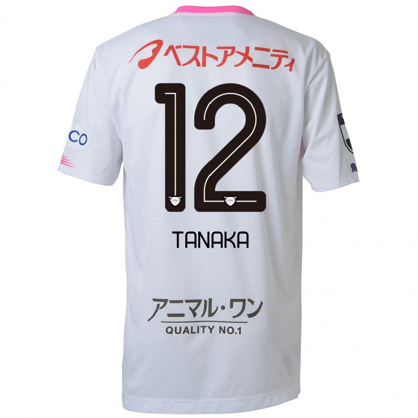 Niño Fútbol Camiseta Kosei Tanaka #12 Blanco Azul Rosa 2ª Equipación 2024/25 México