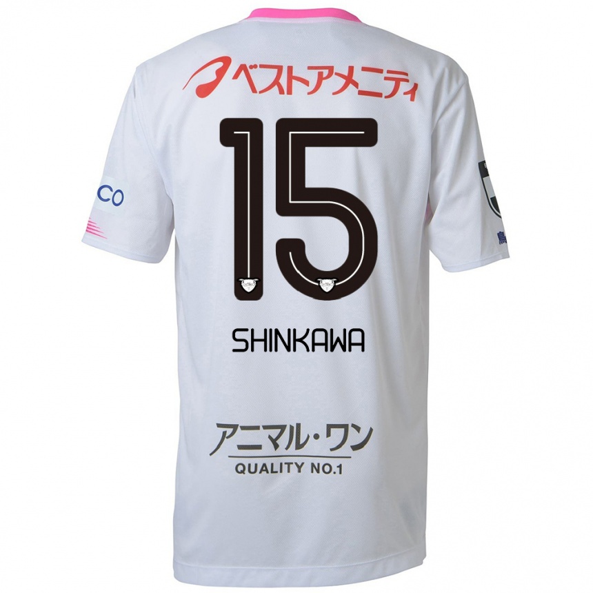 Niño Fútbol Camiseta Shion Shinkawa #15 Blanco Azul Rosa 2ª Equipación 2024/25 México