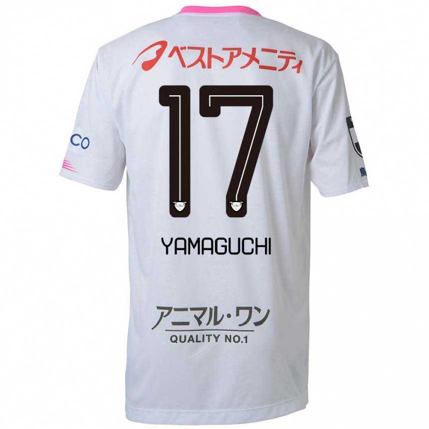 Niño Fútbol Camiseta Hikaru Yamaguchi #17 Blanco Azul Rosa 2ª Equipación 2024/25 México