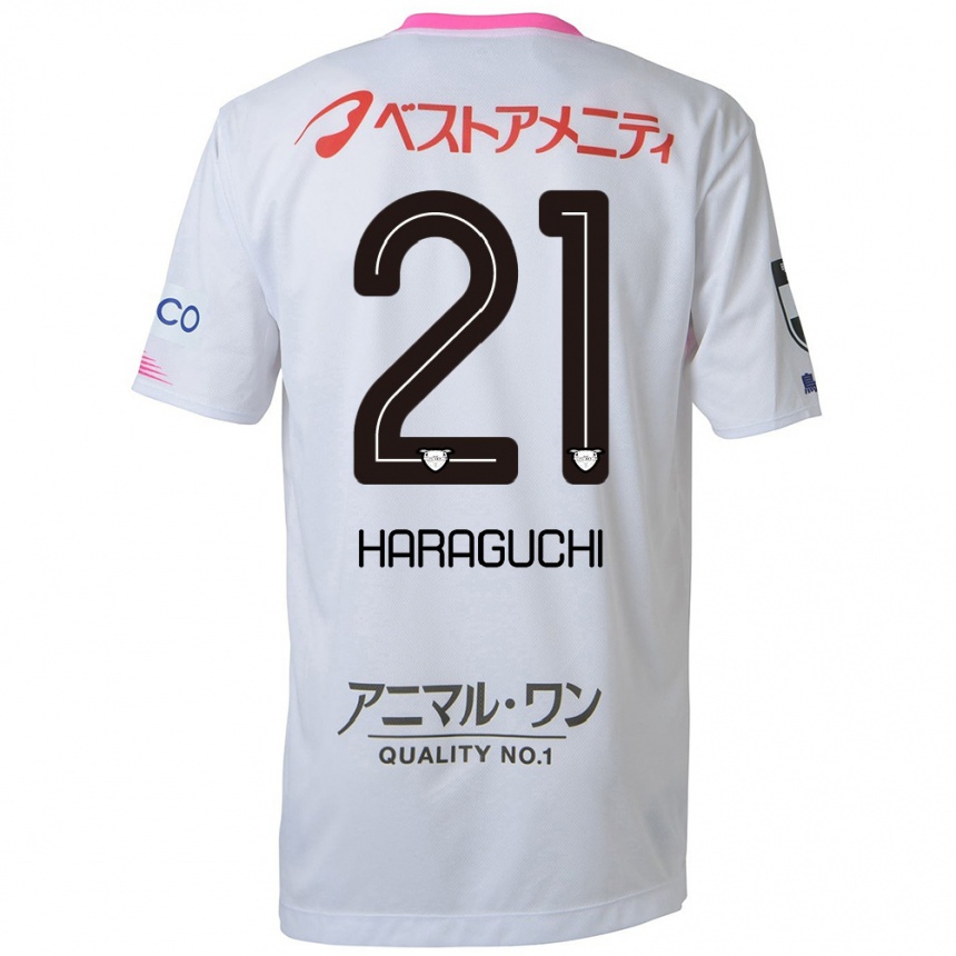 Niño Fútbol Camiseta Konosuke Haraguchi #21 Blanco Azul Rosa 2ª Equipación 2024/25 México